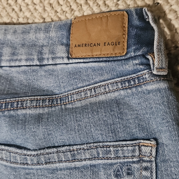 American Eagle Curvy Super High Rise Baggy Wide Leg Women's Blue Cargo Jeans 14 - Picture 7 of 16